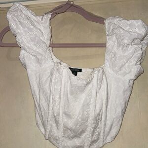 Wild Fable White Eyelet Blouse with Puff Sleeves